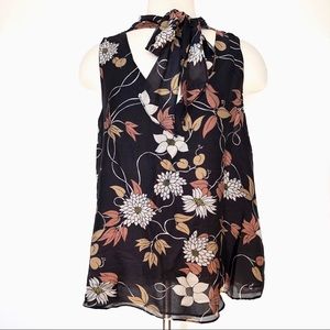 ANTHRO MAEVE Petalsilk Tie-Neck Shell Top Blouse